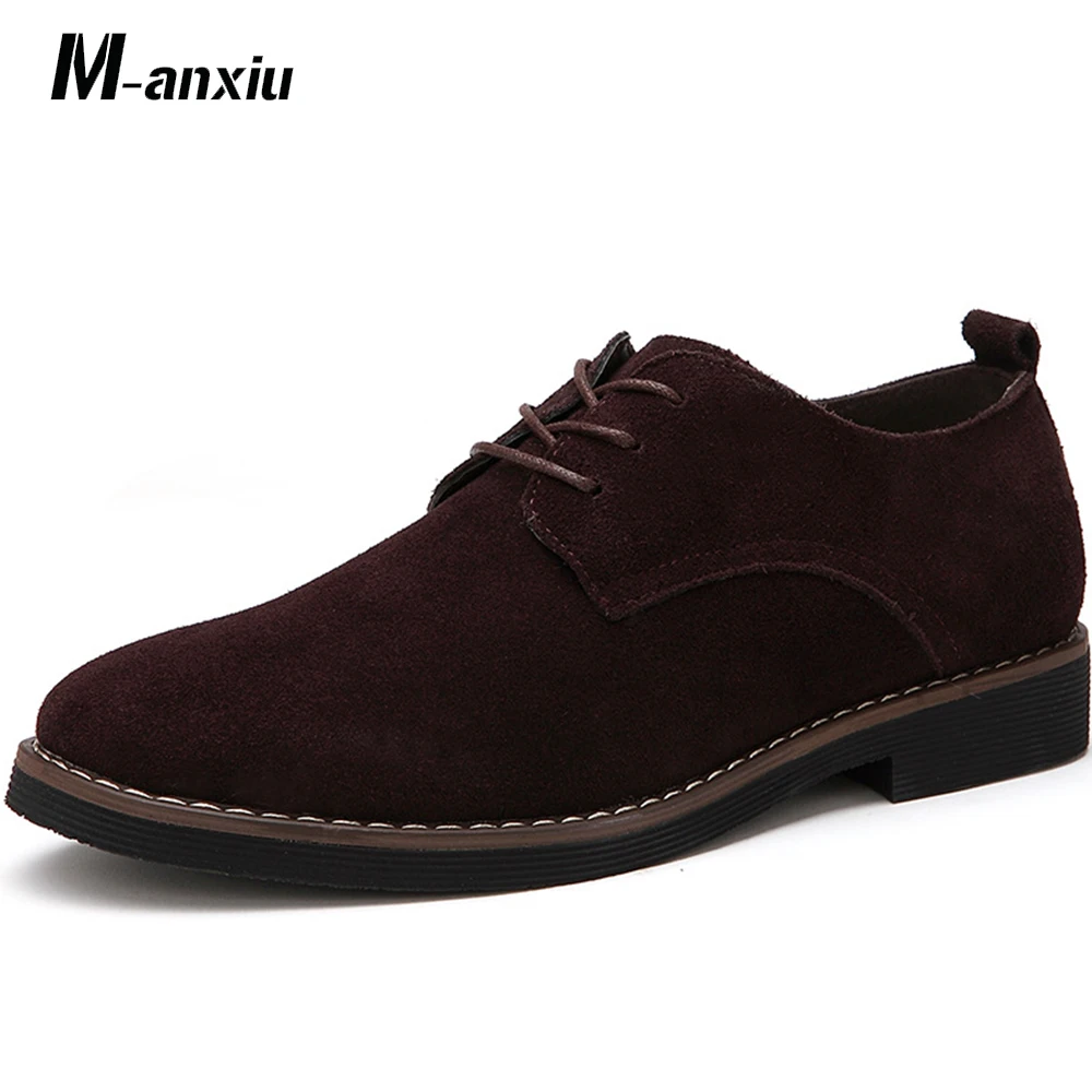 comprar M anxiu Plus Size 38 48 Oxford Homens Sapatos PU Sapatos de Camurça Suede Couro Preto Marrom de Couro Macio 2018 Lazer Sapatos Masculinos Formais