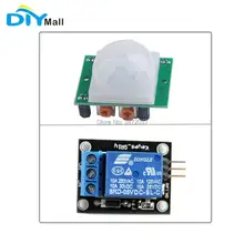 DIYmall HC-SR501 Pir Infrared IR Sensor Body Motion Module 1 Channel Relay Module 5V hc sr501 pir infared sensor pyroelectric motion sensor detector human sensor ir sensor sr501 light switch lhi778 for arduino mcu