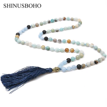 

SHINUS BOHO Classic Buddhism Necklaces for Women Natural Stones Beaded Religious Tassel Pendants Necklace Femme Jewelry Prayer