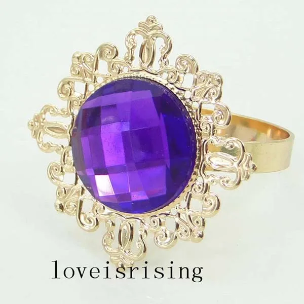 Purple 22 цвета Выбери сам- 50 шт/партия красивые сверкающие драгоценные камни Золотая салфетка с покрытием кольца Свадебные украшения для праздничного стола - Цвет: Purple
