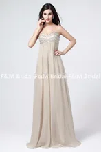 Charming Damen hohe Qualität Schatz trägerlosen ärmellose offenen Rücken bodenlangen Perlen Chiffon A-Linie Abendkleider formale Kleider