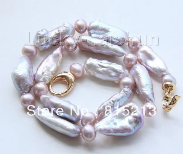 

ddh00273 luster 17" 27mm purple Reborn keshi pearls necklace filled gold clasp