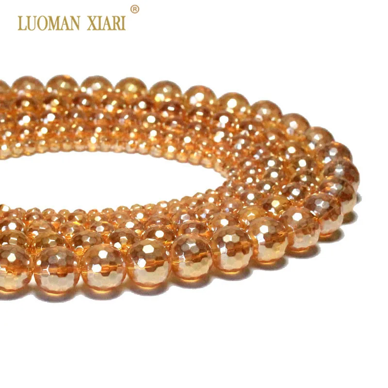 

Wholesale Golden Faceted Quartzs Crystal Natural Stone Beads For Jewelry Making DIY Bracelet Necklace 4/6/8/10/12mm Strand 15''