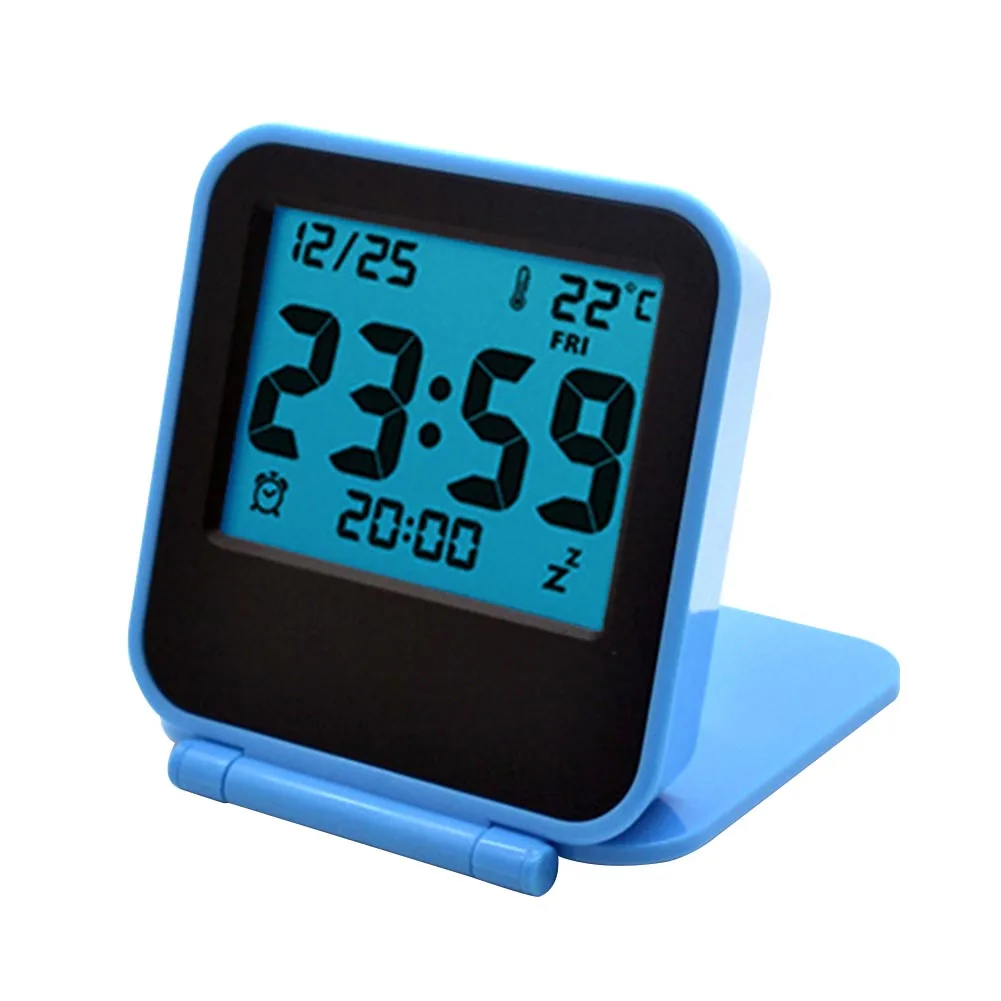 Clamshell Type Mini Snooze Temperature Portable Ultra Slim Date Practical Alarm Clock ABS Travel Digital Display Week Desktop |