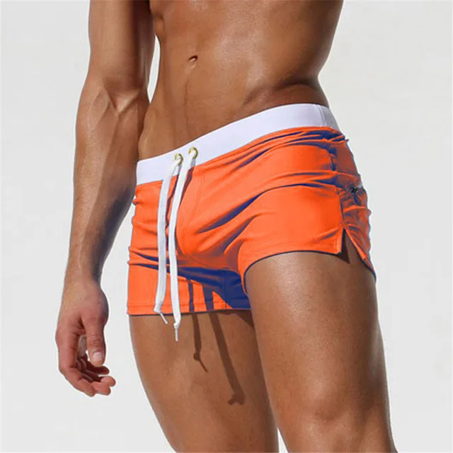 Новые мужские плавки, сексуальные пляжные шорты,, мужские плавки, мужские купальные плавки, летние мужские плавки, пляжная одежда, мужская сумка - Цвет: Оранжевый