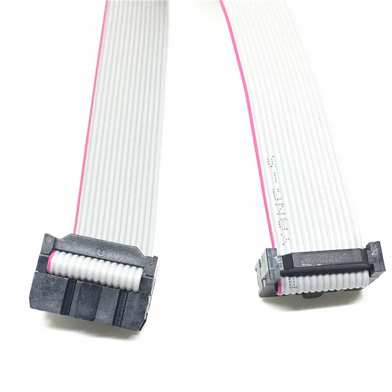2.54mm Pitch JTAG AVR Download Cable Wire Connector Gray Flat Ribbon Data Cable 28AWG 300V FC-14P 14 Pins 30cm 3