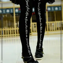 Принцесса сладкий Лолита колготки Винтаж Черный и белый буквы узор Sonnet английский стихотворение японский печати колготки HWYH01