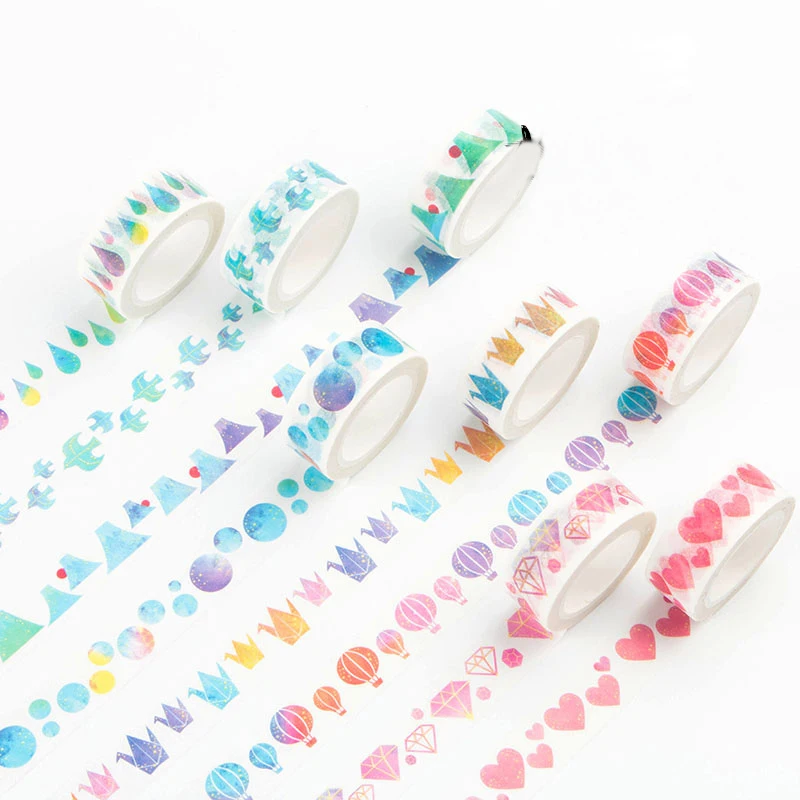 

Kawaii Origami Cranes Fire Balloon Planet Diamand Heart Scrapbooking Washi Masking Tape Cute Stationery DIY Gift Label for Kids