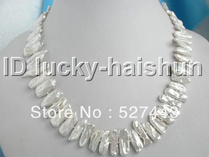 

Wholesale Stunning! 21mm white Biwa cultured pearls necklace