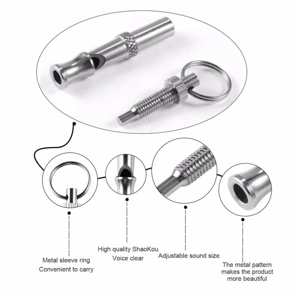 Новинка, 1 шт., для дрессировки собак, регулируемый свисток, звук, товары для домашних животных, для собак, щенков, свисток, нержавеющая сталь, свисток, брелок