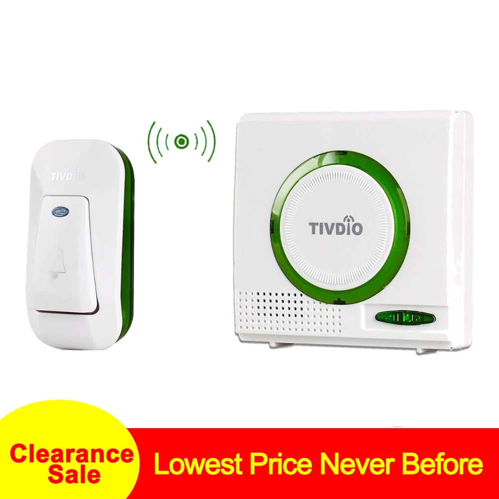 

2 color Wireless Doorbell Battery Chime Kit Remote Button Door bell with Receiver LED Indicator F9508