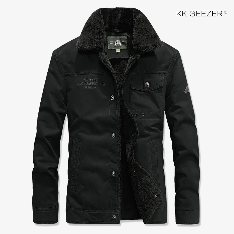 Мужская куртка в стиле милитари, флисовые пальто, зимняя куртка-бомбер ArmyGreen Air force, повседневная Высококачественная брендовая джинсовая куртка, деловая куртка - Цвет: Black blue