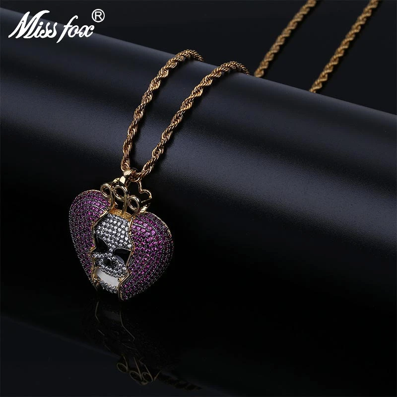 Missfox ヒップホップ頭蓋骨 Emo 女王王冠紫失恋 a Cz 石 24 18k ゴールドメッキチェーンパーソナライズネックレスペンダント Pendant Necklaces Aliexpress
