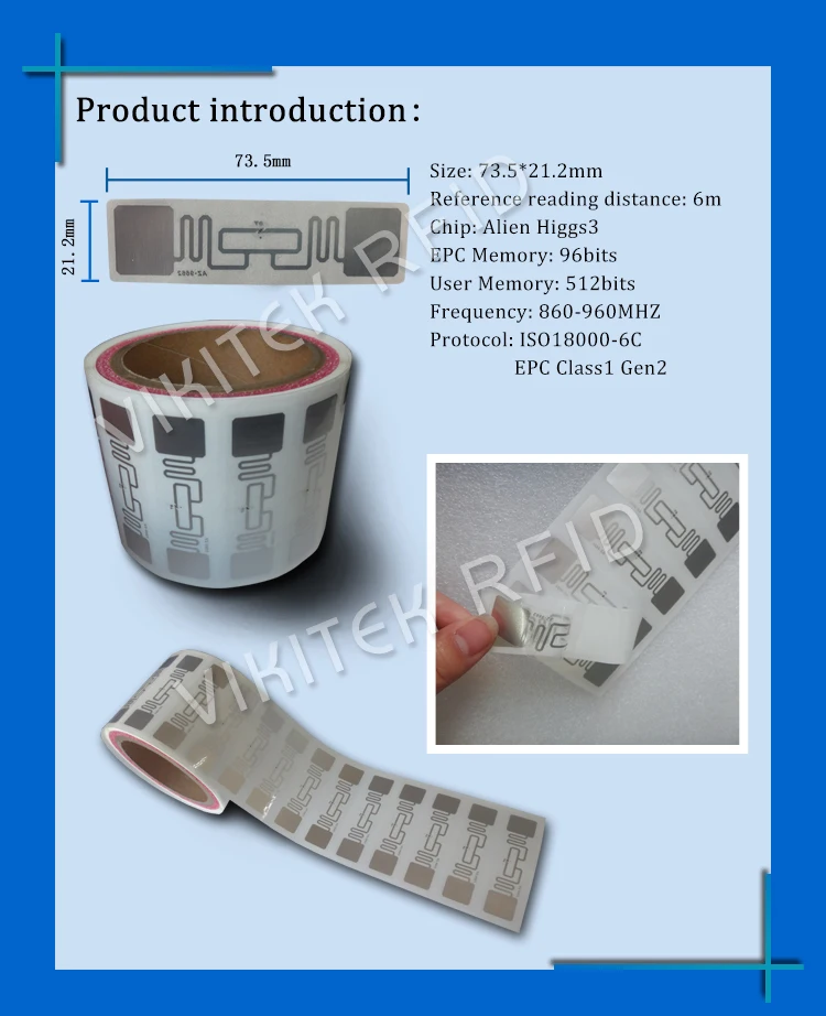 UHF RFID наклейка Alien 9662 EPC6C влажная инкрустация 915mhz868mhz860-960MHZ Higgs3 3000 шт Бесплатная доставка клей пассивный RFID этикетка
