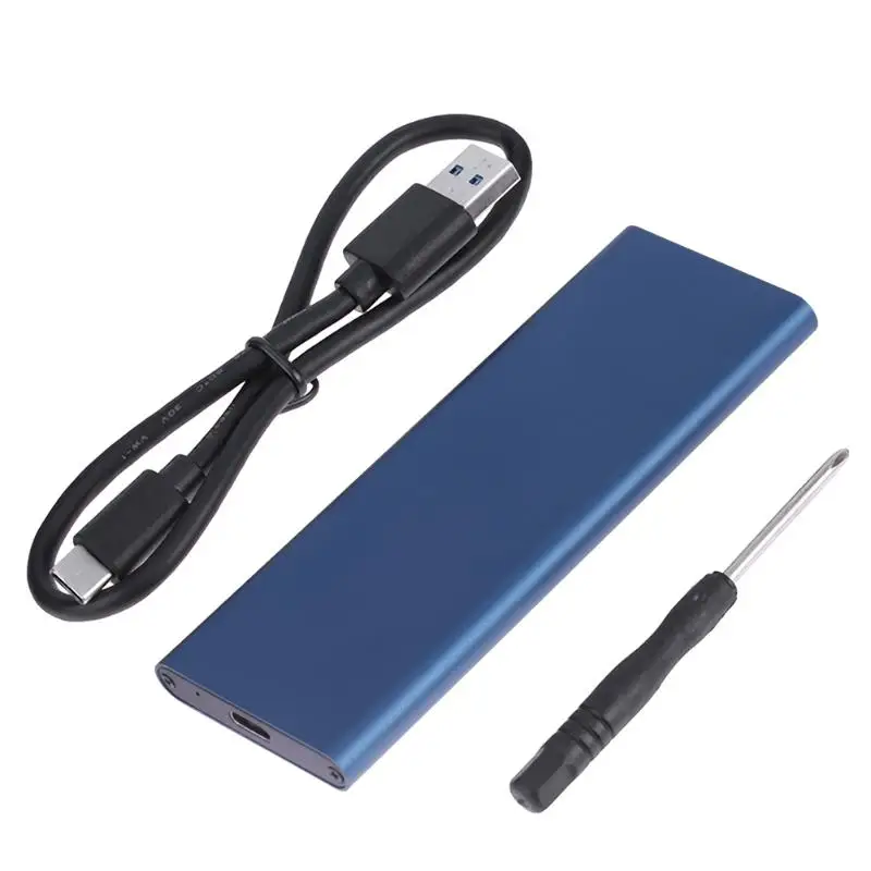3 цвета M.2 B Ключ SSD для USB 3,1 type-C корпус M2 NGFF адаптер конвертер карт внешний алюминиевый корпус чехол+ USB кабель - Цвет: Синий