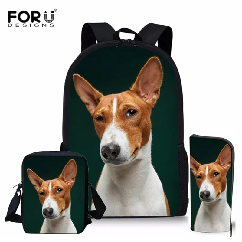 

FORUDESIGNS 3Pcs/Set School Backpack Basenji Dogs Printing Boys Girls Children Orthopedics Rucksack Book Bag Mochilas Mujer 2019