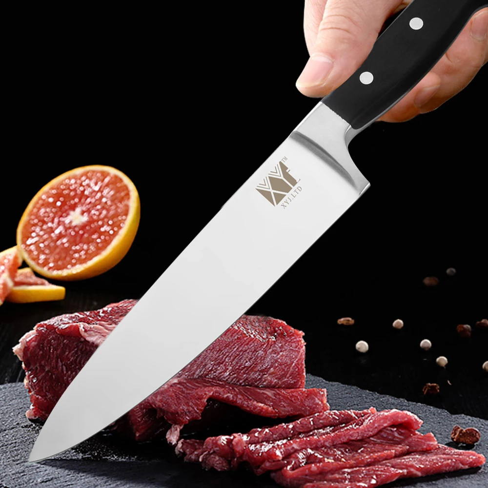 XYj кухонные ножи из нержавеющей стали, нож для очистки овощей Santoku, нож для нарезки хлеба, ножи из нержавеющей стали с ручкой ABS, кухонные инструменты