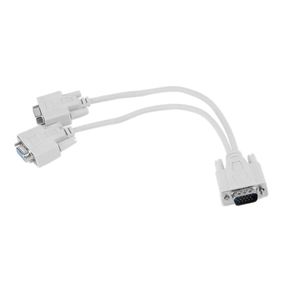 

Hot 1 To 2 VGA SVGA Monitor Y Splitter Computer Cable Lead 15 Pin for PC Computer To-Better Free shipping