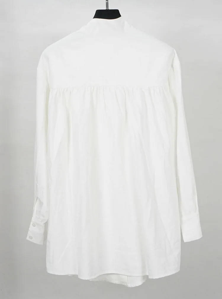 Fashion women casual loose pearl button blouses Chic long sleeve white shirts women D515 Blouses