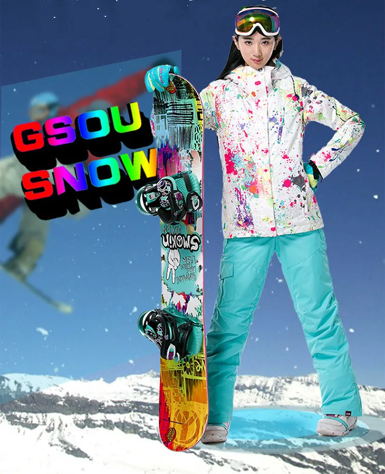 GSOU зимние уличные женские теплые лыжные штаны с одной пластиной и двойной пластиной женские водонепроницаемые брюки 1421
