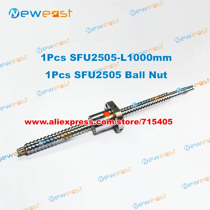 

Zero Backlash guide Ball screws 2505 -L 1000mm + SFU2505 single ballnut with end machining for CNC Linear Working Table