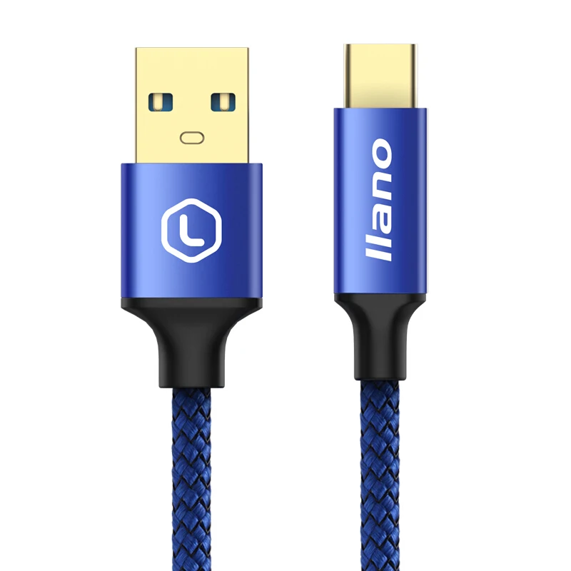 Llano 3A type-C кабель для зарядки USB 3,0 type-C кабель для передачи данных нейлоновая оплетка USB-C код зарядного устройства для huawei samsung Xiaomi Letv htc - Цвет: Navy blue