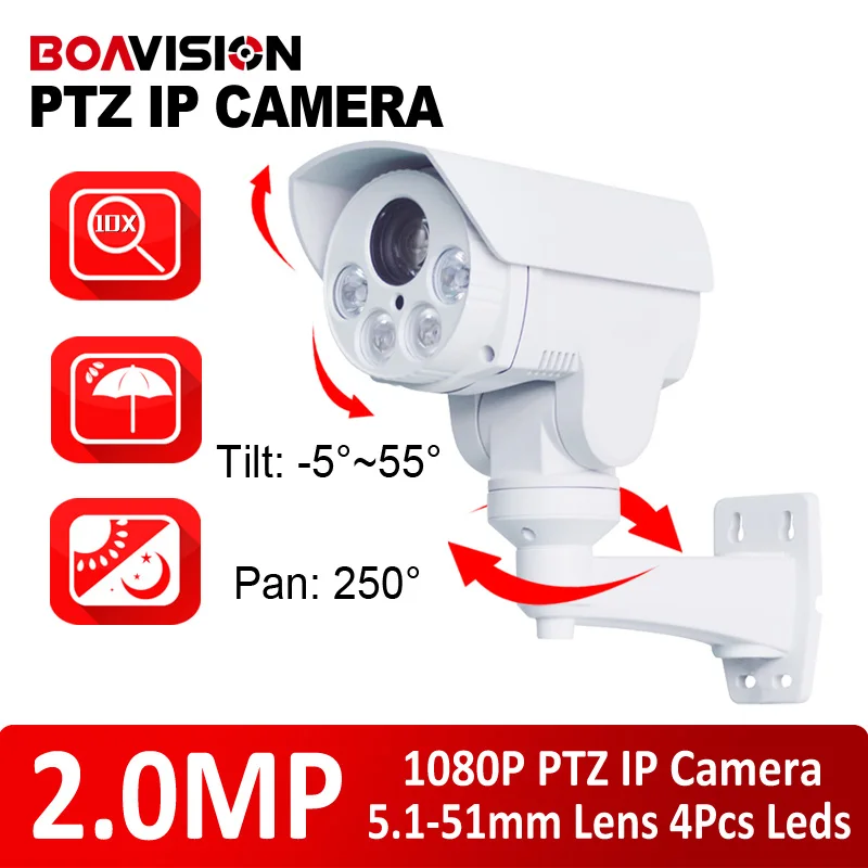 New Model 1/2.8" CMOS Sensor 2.0Megapixel 10X Optical Zoom Motorized Lens HD 1080P IR 80M Mini PTZ IP Camera,Pan/Tilt,Outdoor