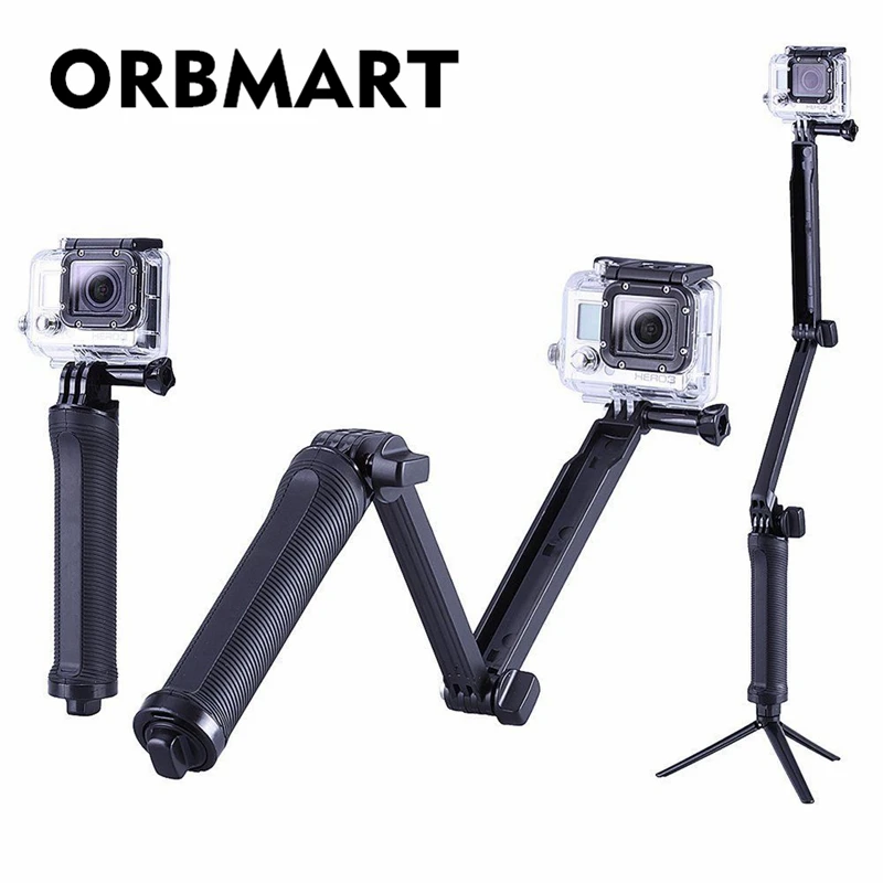 

ORBMART Multi 3-way Monopod Folding Extension Grip Arm Portable Magic Mount Selfie Stick For GoPro Hero 4 3+ 3 SJ4000 Xiaomi Yi