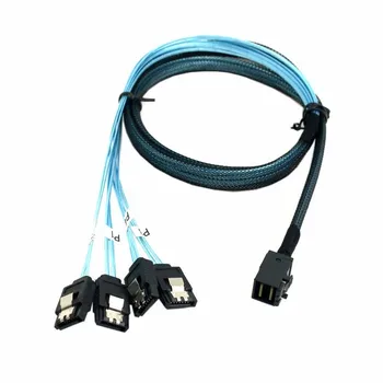

Internal Mini SAS SFF-8643 Host to 4 SATA 7pin Hard Disk Fanout 6Gbps Data Server Raid Cable