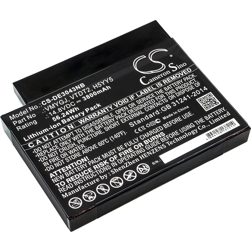 

Cameron Sino Upgrade For DELL H5YY5,VMYGJ,VTDT2 Notebook, Laptop Battery Li-ion 3800mAh / 56.24Wh