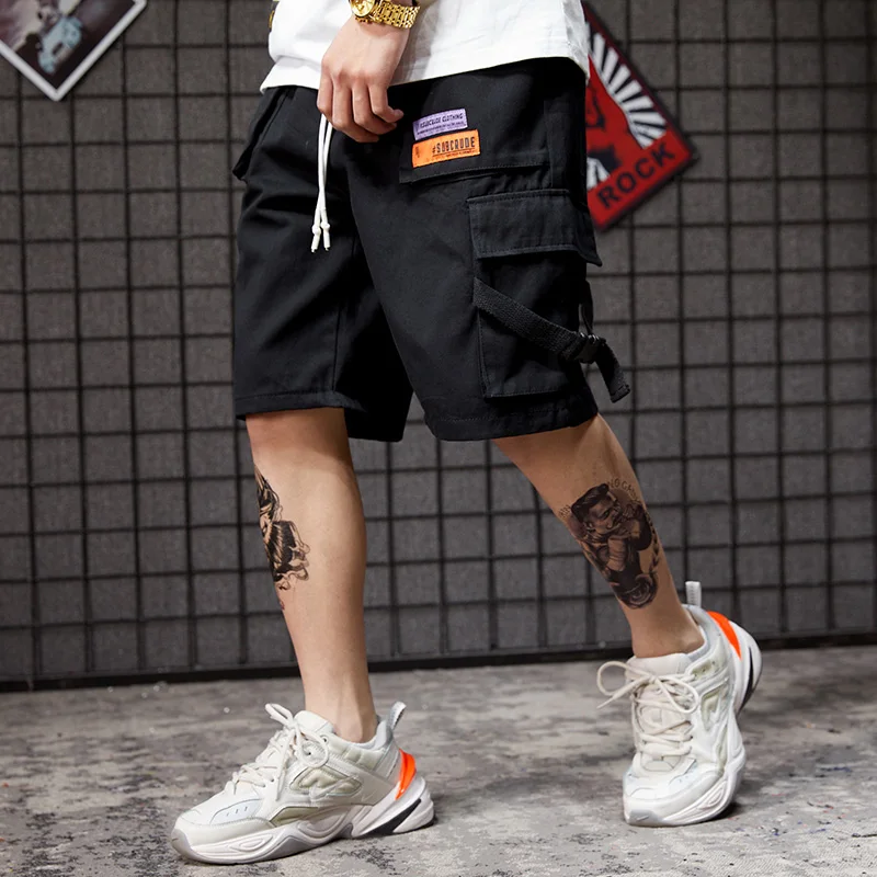 Летние мужские короткие Харадзюку хип хоп мужские карго шорты Уличная повседневные штаны с карманами бордшорты камуфляжные шаровары мужские