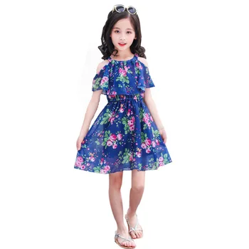 

Girl Dress Floral Pattern Kids Dresses Off Shoulder Children'S Summer Dress Teenage Clothing For Young Girls 6 8 10 12 13