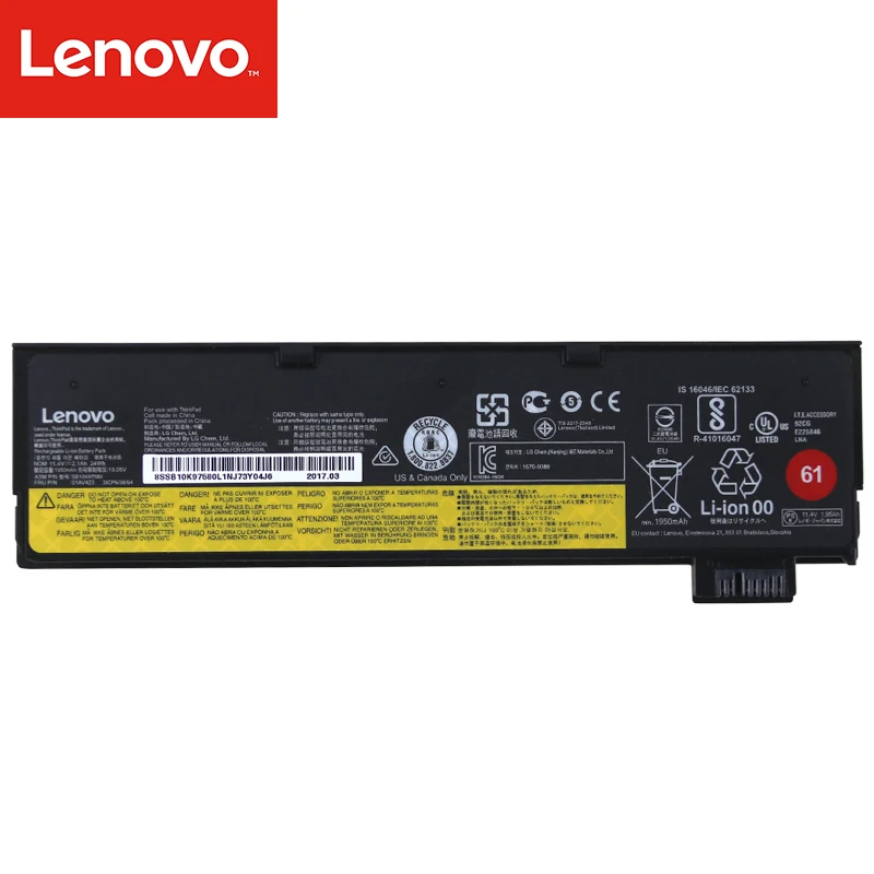 Оригинальный аккумулятор для ноутбука Lenovo Thinkpad T480 T470 T580 T570 P52S P51S 01AV427 01AV423 SB10K97580 11 4