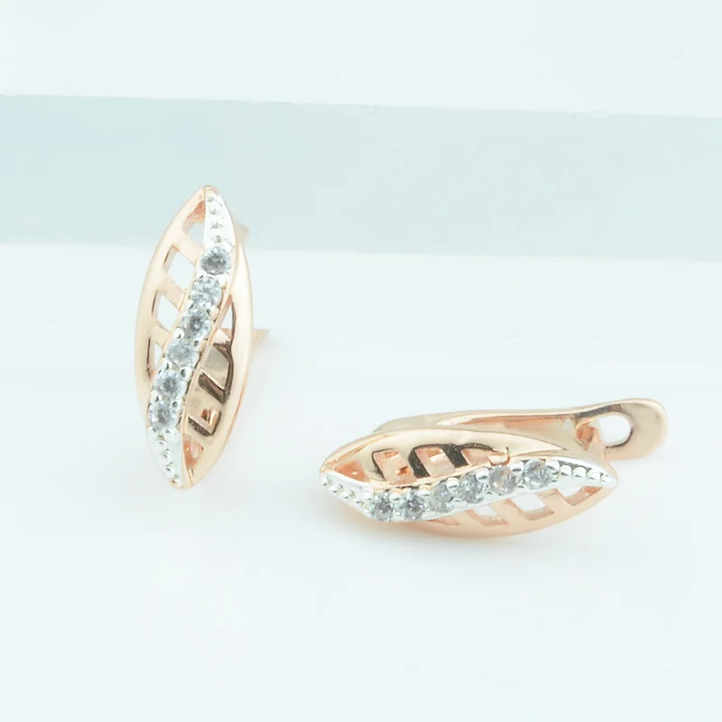 

Women Girls 585 Rose White Gold Color Oval Party Drop Earrings