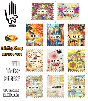 

11 Sheets/Lot For Nail BLE1874-1884 Painting Stamp Full Cover Nail Tips Nail Art Water Sticker(11 DESIGNS IN 1)