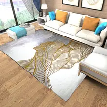 Золотой ковер с линиями для гостиной, роскошные виллы, спальни, ковер, диван, журнальный столик, ковер, мягкий коврик для кабинета, коврик для дома