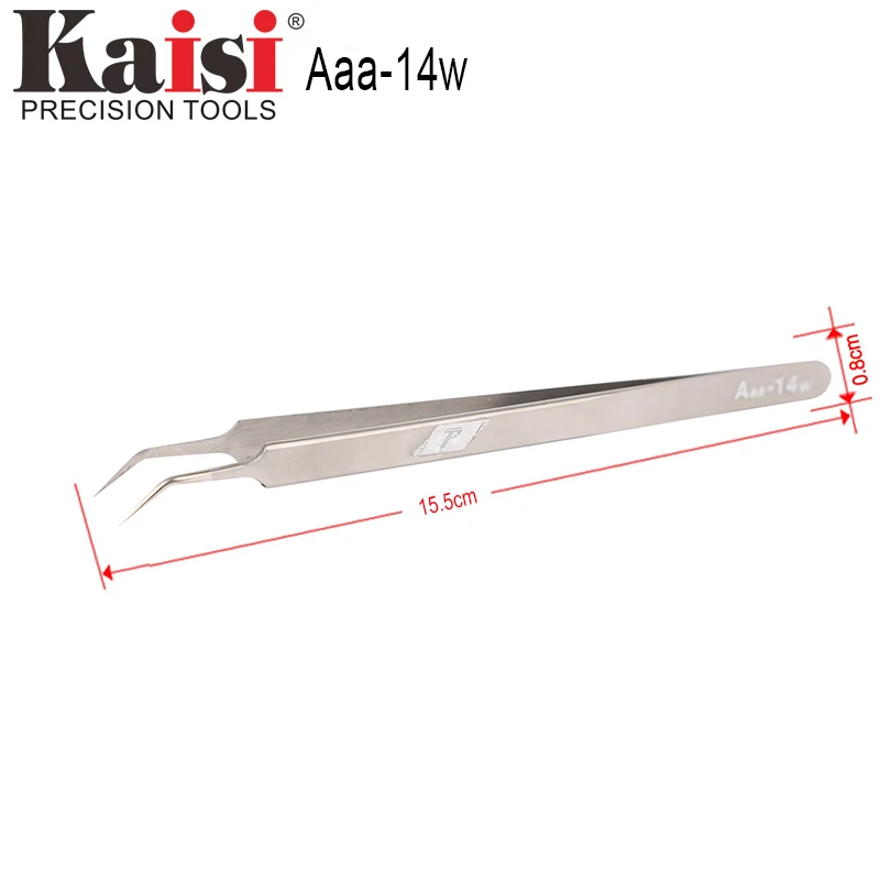Kaisi Lengthened straight tip stainless stell tweezers with refined cusps to fit subassemblies of different sizes components