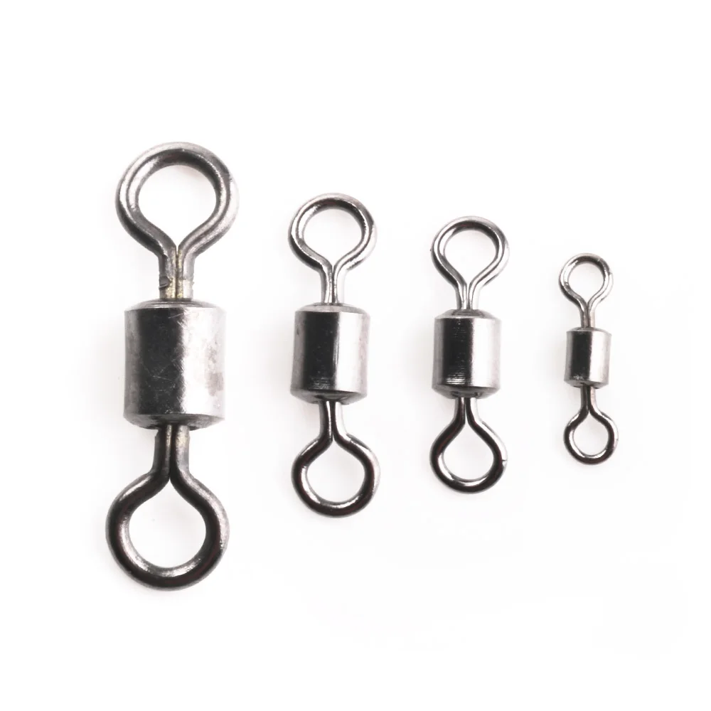 

HENGJIA 50PCS Fishing Barrel Bearing Rolling Swivel Solid Ring LB Lures Connector