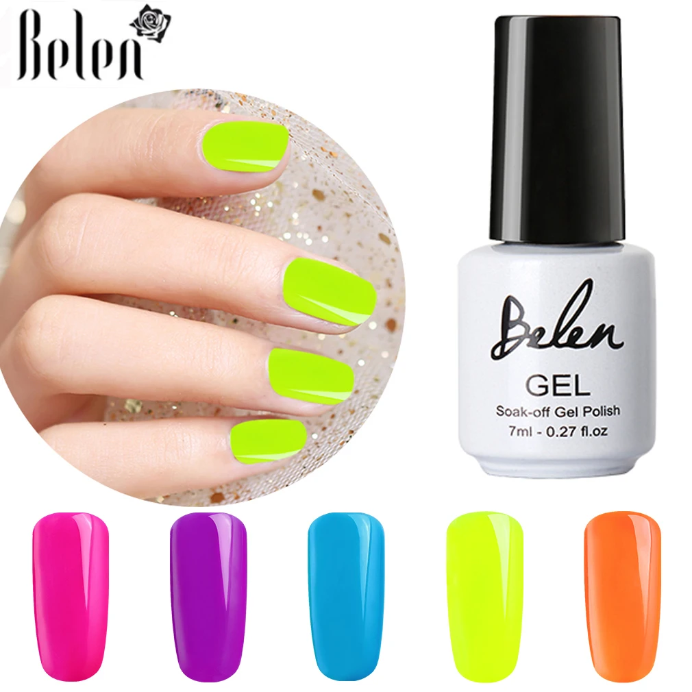 

Belen 7ml Fluorescence Neon Color UV Gel Nail Polish Soak Off Shinning Varnish Design Nails Art Manicure Enamel Lacquer Summer