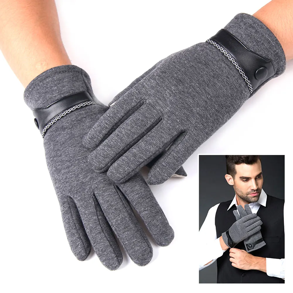 

1Pair Fashion Touch Screen Winter Gloves Warm Micro Velvet Gloves Windproof in Cold Weather Lightweight For Men
