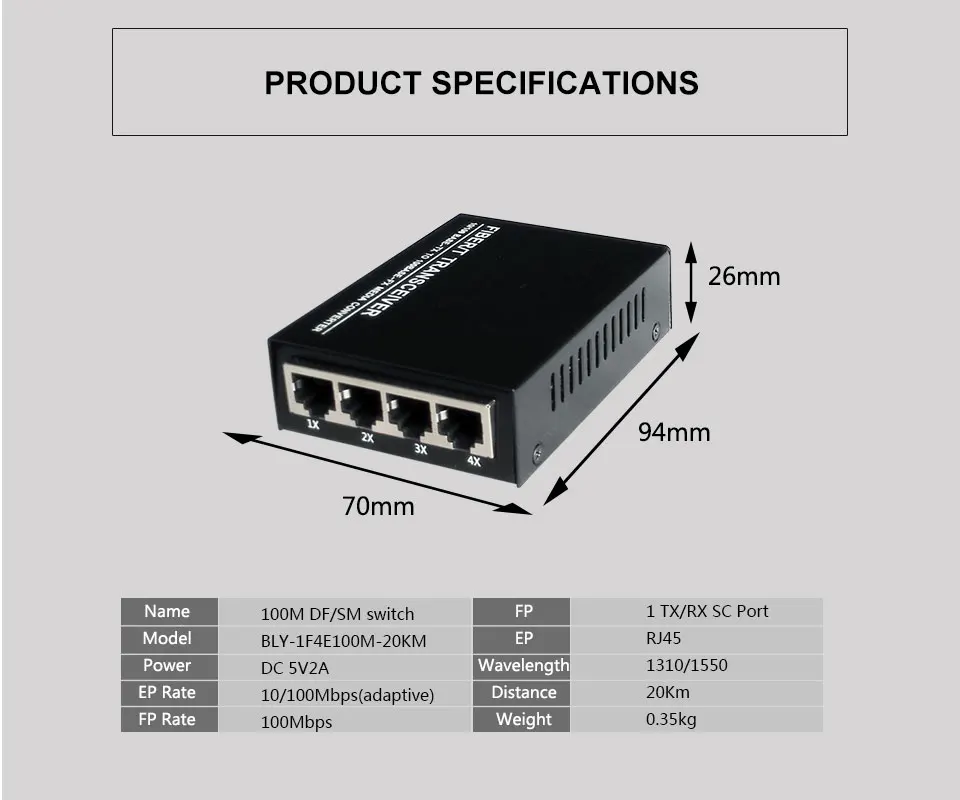 Bliy Лучший 5 плата с портами Ethernet один оптоволоконный, один режим 4 меди 1 оптический коммутатор сетевой гигабитный коммутатор ftth
