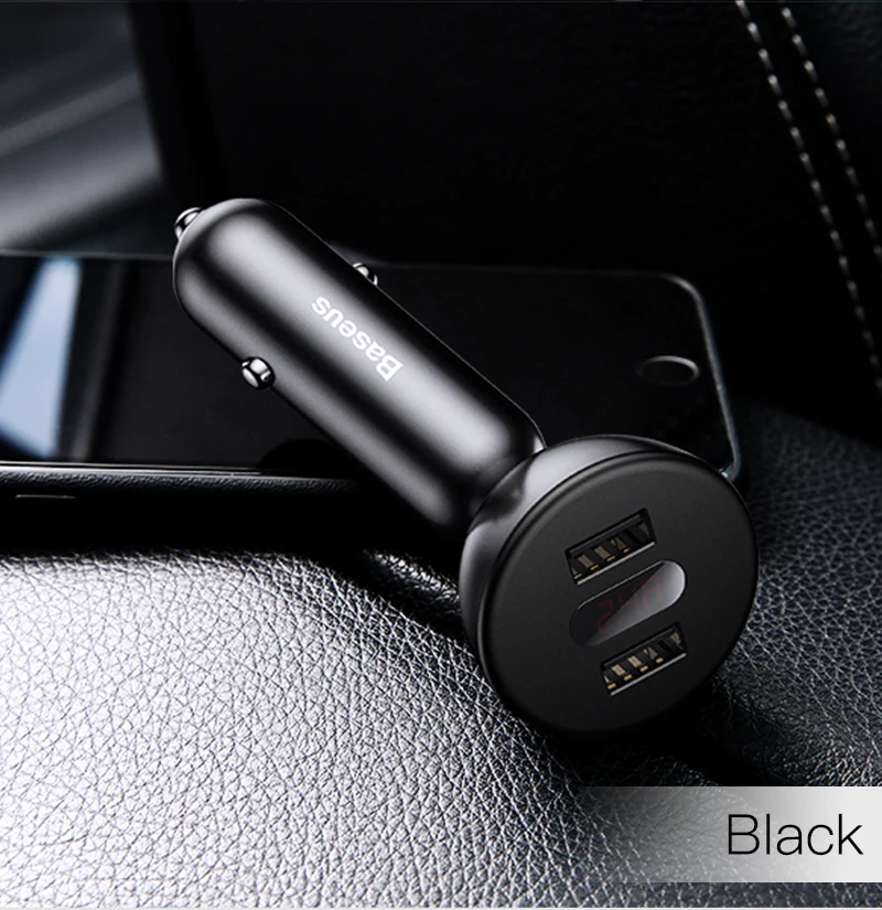 Baseus 4.8A USB Автомобильное зарядное устройство 360 вращение дисплей плеер Зарядное устройство для iPhone 7 6 samsung Xiaomi huawei автомобильное зарядное устройство для мобильного телефона