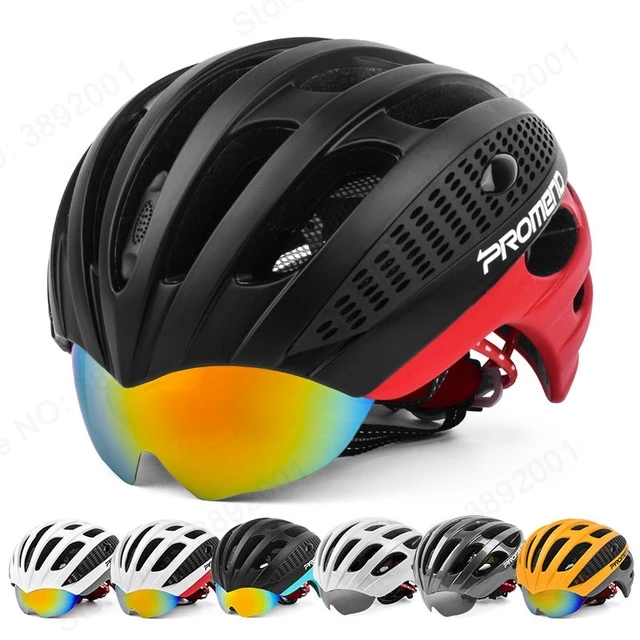 

PROMEND 285g Cycling Helmet with Goggles Ultralight Integrally-molded Helmet 3 Lens MTB Bike Helmet 27 Vents Casco Ciclismo