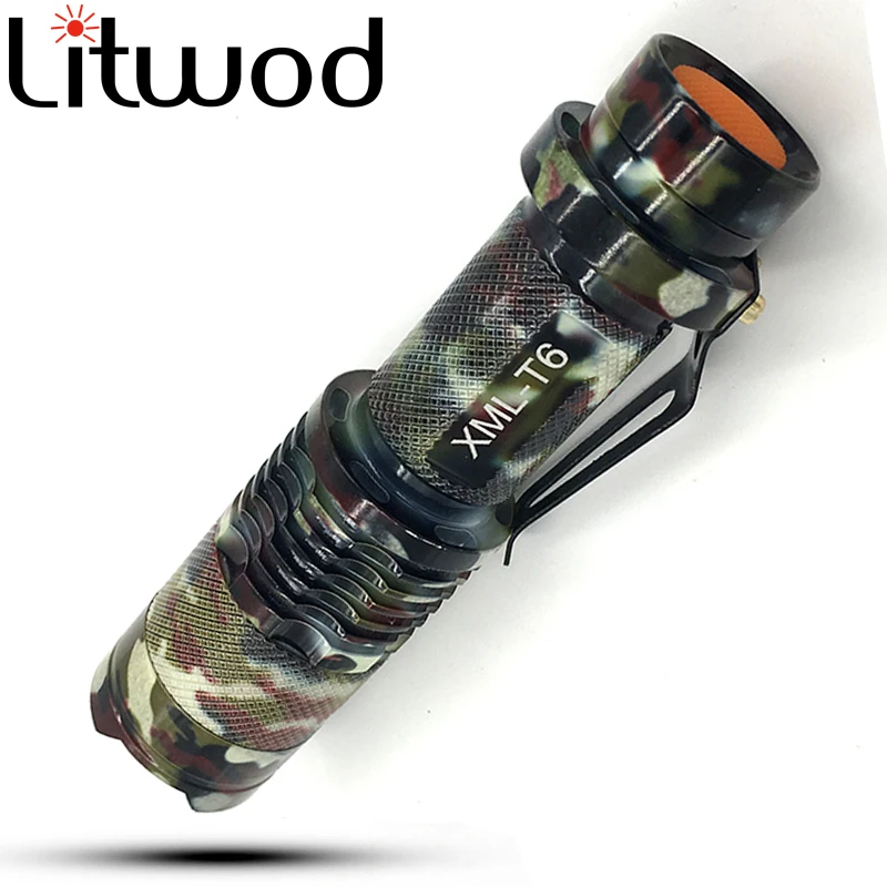 

Z20 SK98 Camouflage LED Flashlight XML-T6 3800LM 5 Mode zoom Adjustable Focus Lantern Portable Light lamp for 18650 Battery
