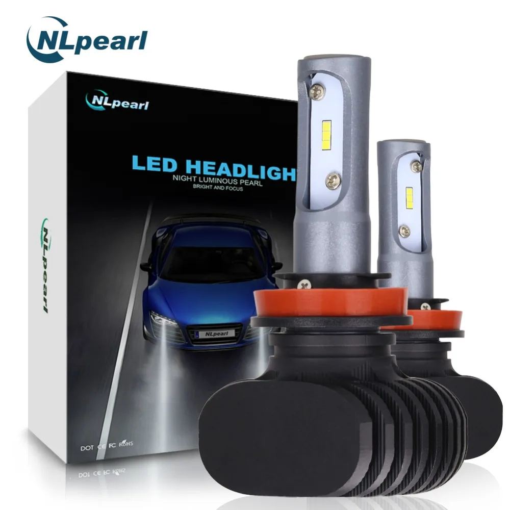 NLpearl 2Pcs 8000LM Pair 6500K 12V 50W Csp Chip Super Led Auto Car Lights Fog Led