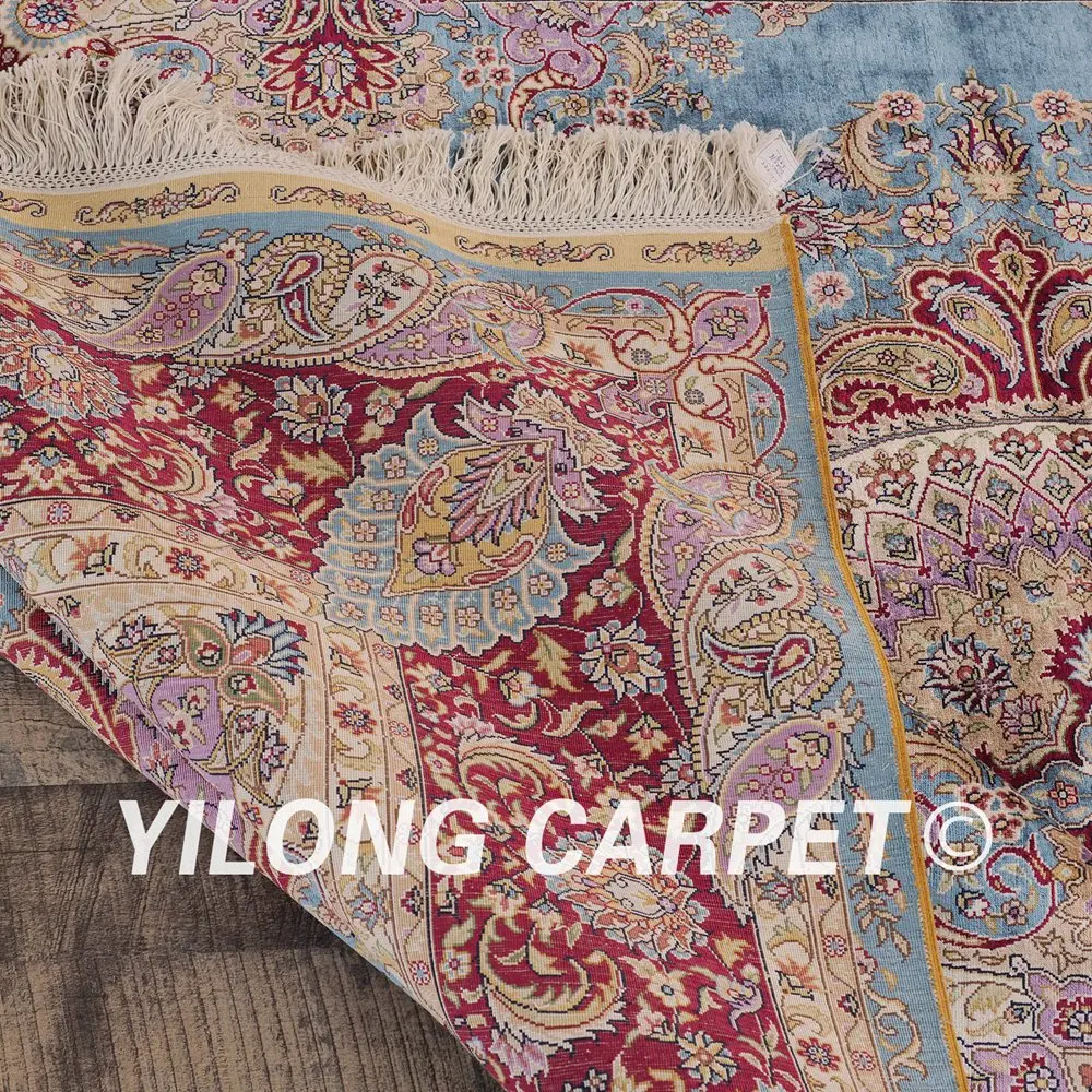 Yilong 6'x9 персидские ковры цветочный синий Шелковый Ковры (ywx076a6x9)