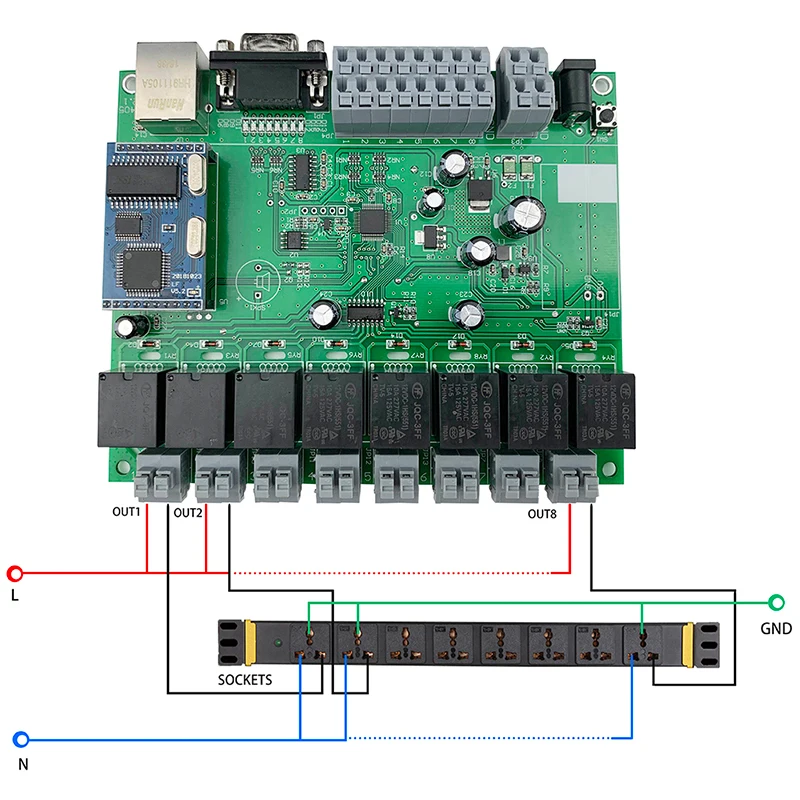 TCP IP Relay Module Ethernet Switch Board Control Smart Samrt Home Automation Domotica Security Controller System RJ45 RS232 8CH