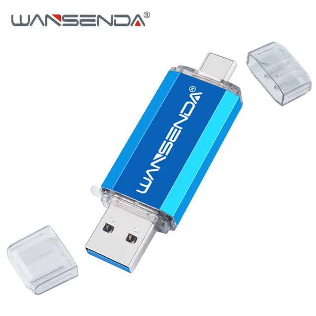 Hotsale WANSENDA OTG USB Flash Drive Type C Pen Drive 512GB 256GB 128GB 64GB 32GB 16GB USB Stick 3.0 Pendrive for Type-C Device Blue