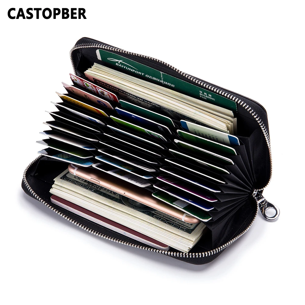 

RFID Blocking Wallet Men Long Purse Passport Holder Split Leather Day Clutch for Women Store Pattern Wallets Accordion Card Case