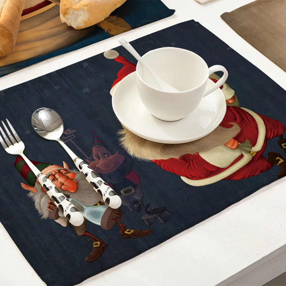 Рождественская тема обеденный стол коврик чаша нож салфетка для вилки коврик для дома вечерние украшения adornos de navidad para mesa